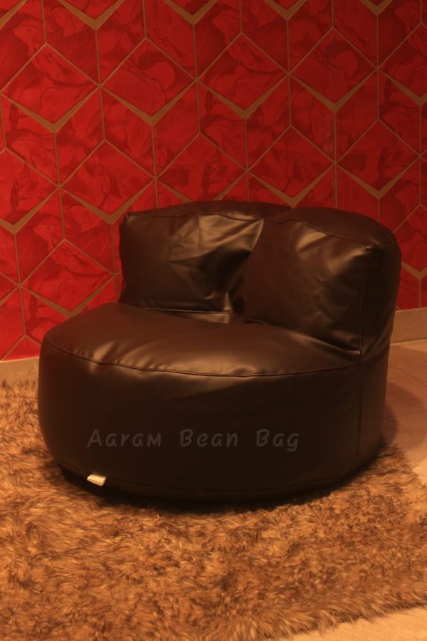 Faux Leather Lazy Sofa Bean Bag - Brown