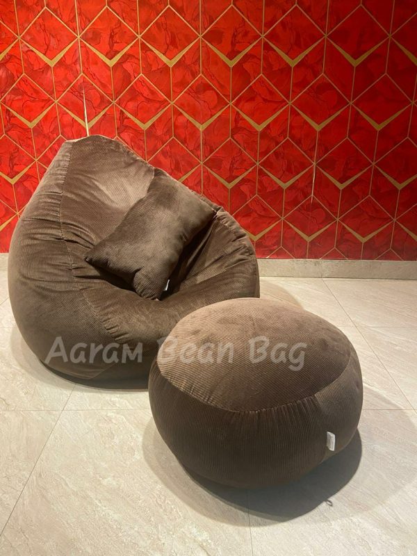 Woven Fabrics Xxl Pear Shape 3pcs Combo Bean Bag - Brown - Image 2