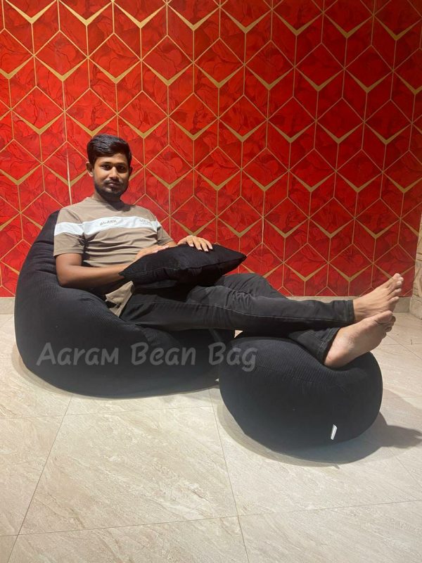 Woven Fabrics Xxl Pear Shape 3pcs Combo Bean Bag - Black