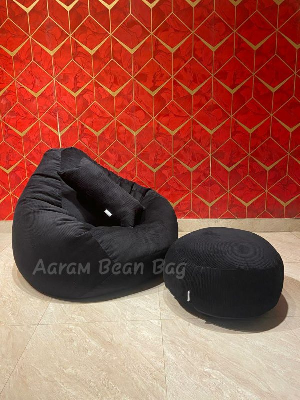 Woven Fabrics Xxl Pear Shape 3pcs Combo Bean Bag - Black - Image 2