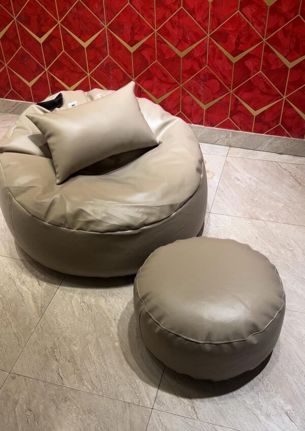 Faux Leather Giant Roll 3pcs Combo Bean Bag - Off White