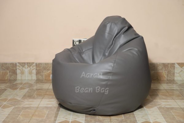 Faux Leather Xxl Pear Shape Single Bean Bag -Ash