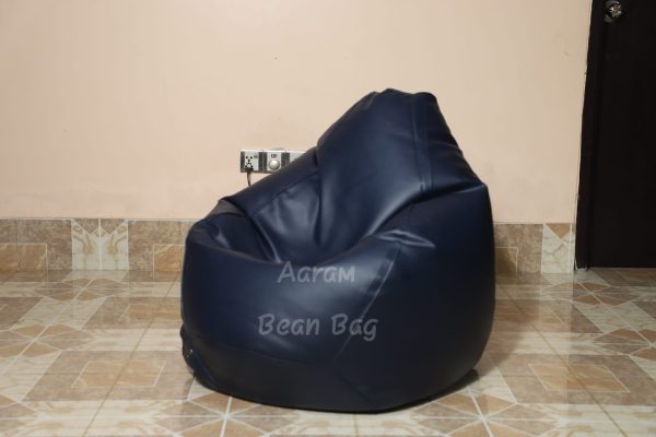 Faux Leather XxL Pear Shape Single Bean Bag - Navy Blue