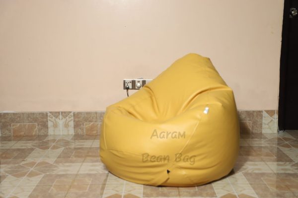 Faux Leather XxL Pear Shape Single Bean Bag - Yellow