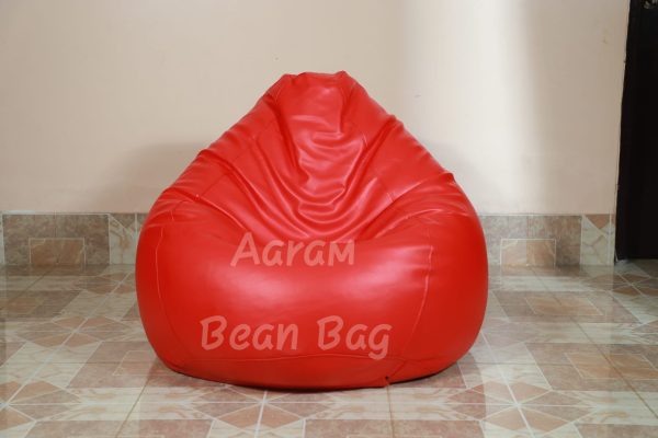 Faux Leather XxxL Pear Shape Single Bean Bag - Red