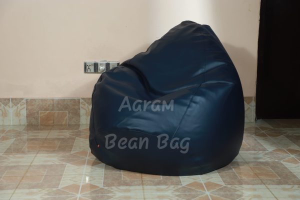 Faux Leather XxxL Pear Shape Single Bean Bag - Navy Blue