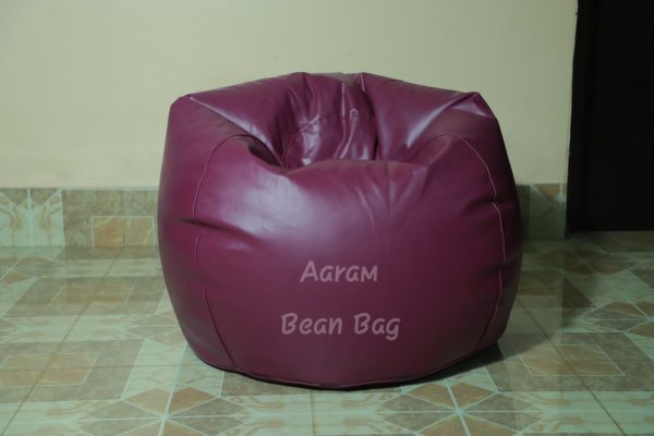 Faux Leather XxL Pumpkin Shape Single Bean Bag - Purple