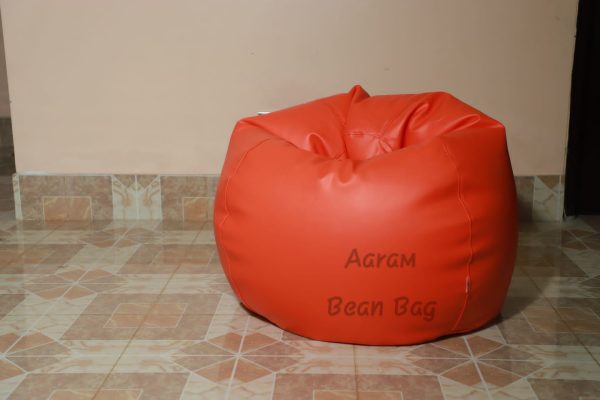 Faux Leather XxL Pumpkin Shape Single Bean Bag - Orange