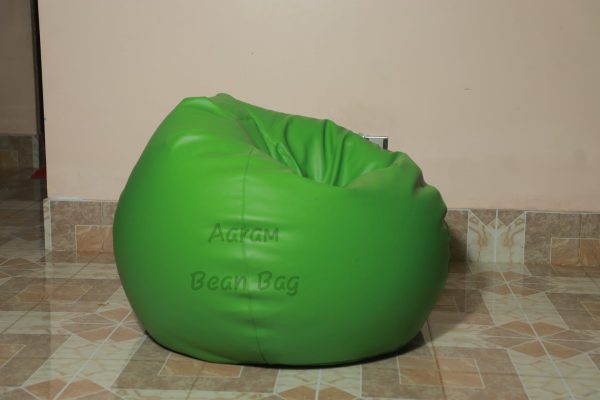 Faux Leather Xl Pumpkin Shape Single Bean Bag - Green