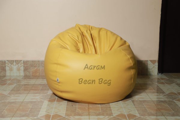 Faux Leather Xl Pumpkin Shape Single Bean Bag - Yellow