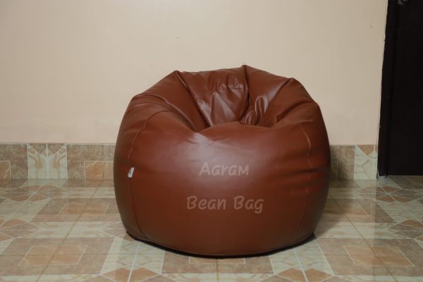 Faux Leather Xl Pumpkin Shape Single Bean Bag - Coconut