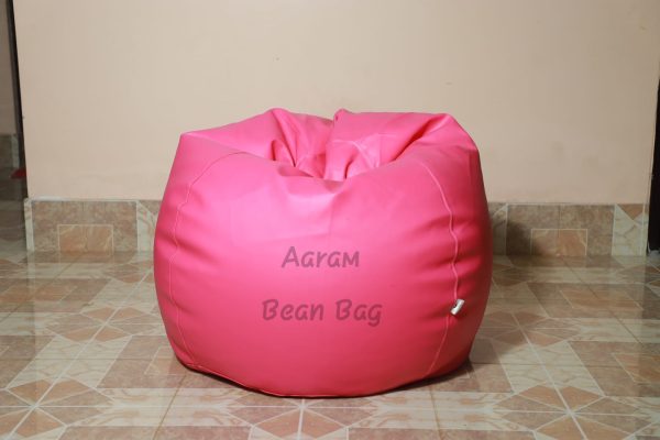 Faux Leather Xl Pumpkin Shape Single Bean Bag - Pink