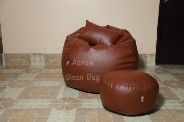 Faux Leather Xl Pumpkin Shape 3pcs Combo Bean Bag - Coconut