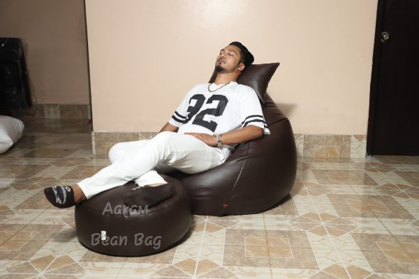 Faux Leather Xxl Pear Shape 3pcs Combo Bean Bag - Brown