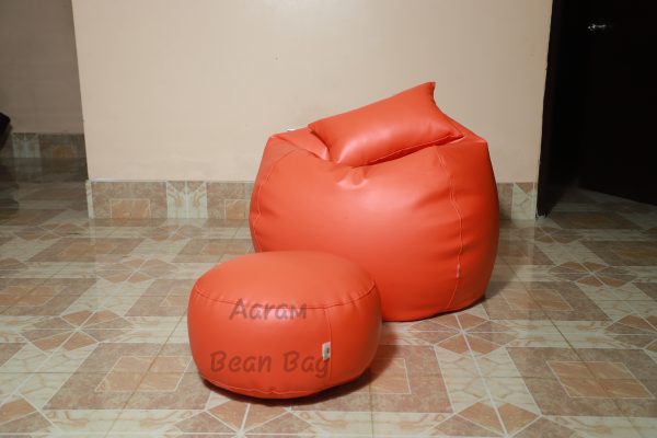 Faux Leather Xxl Pumpkin Shape 3pcs Combo Bean Bag - Orange