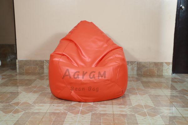 Faux Leather Xxxl Pear Shape Single Bean Bag - Orange - Image 2