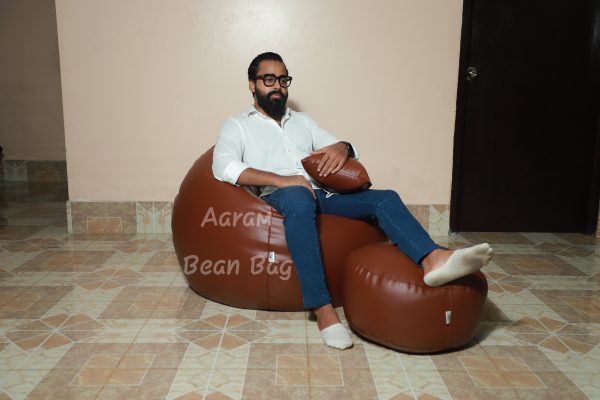 Faux Leather Xxl Pumpkin Shape 3pcs Combo Bean Bag - Coconut