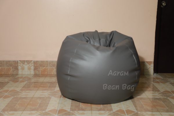 Faux Leather XxL Pumpkin Shape Single Bean Bag - Ash