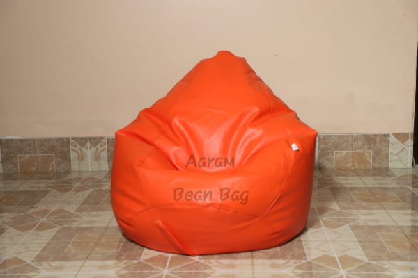 Faux Leather XxL Pear Shape Single Bean Bag - Orange - Image 2