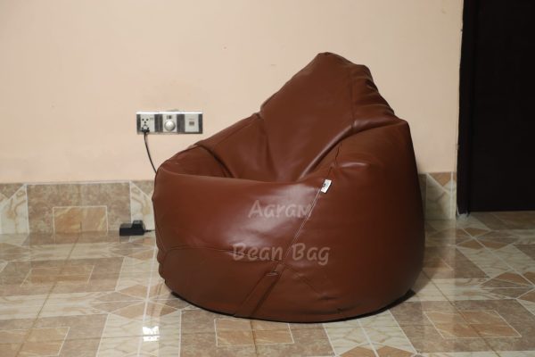 Faux Leather XxL Pear Shape Single Bean Bag - Coconut - Image 2