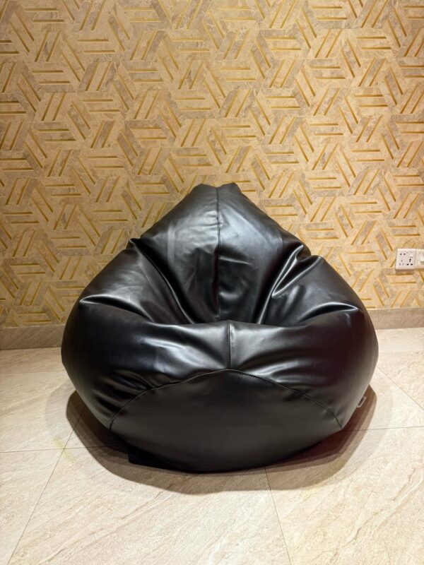Faux Leather XxL Pear Shape Single Bean Bag - Black