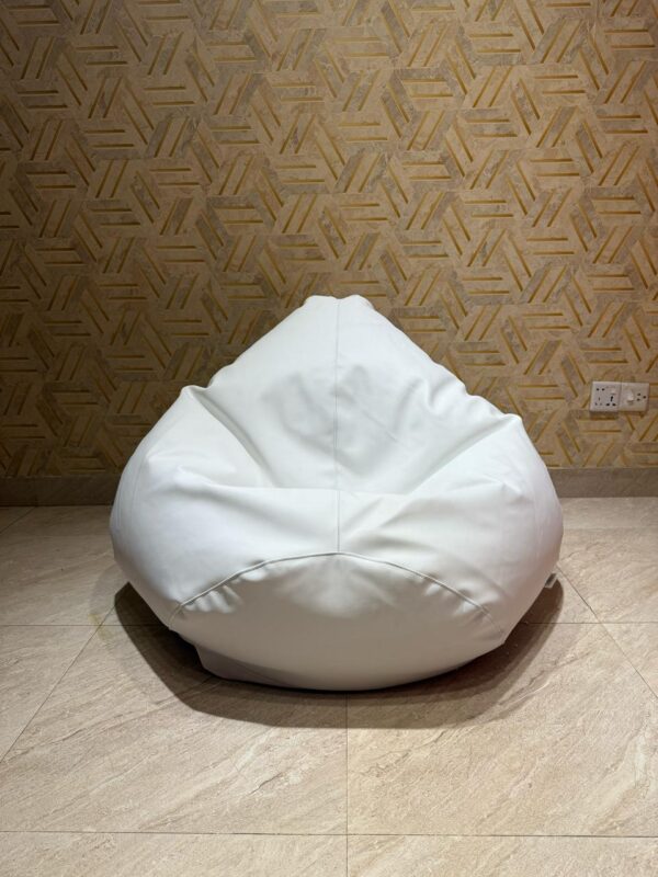 Faux Leather Xxl Pear Shape Single Bean Bag -White