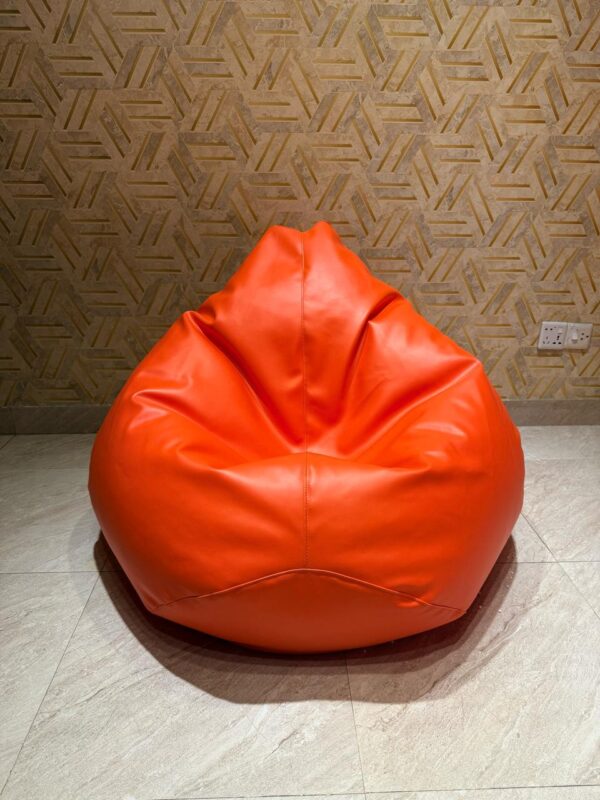 Faux Leather XxL Pear Shape Single Bean Bag - Orange