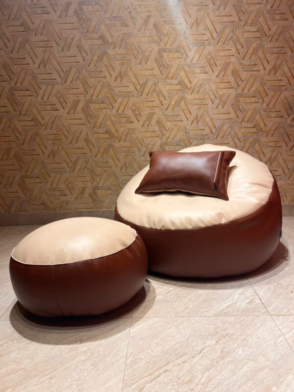 Faux Leather Giant Roll 3pcs Combo Bean Bag - Butterscotch