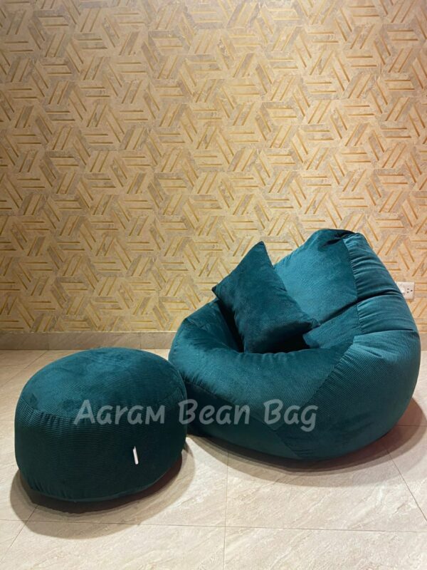 Woven Fabrics Xxl Pear Shape 3pcs Combo Bean Bag - Sea Green - Image 2