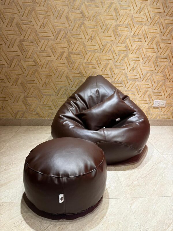 Faux Leather Xxl Pear Shape 3pcs Combo Bean Bag - Brown
