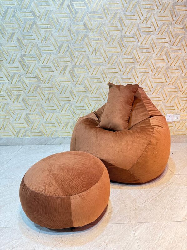 Woven Fabrics Xxl Pear Shape 3pcs Combo Bean Bag - Caramel