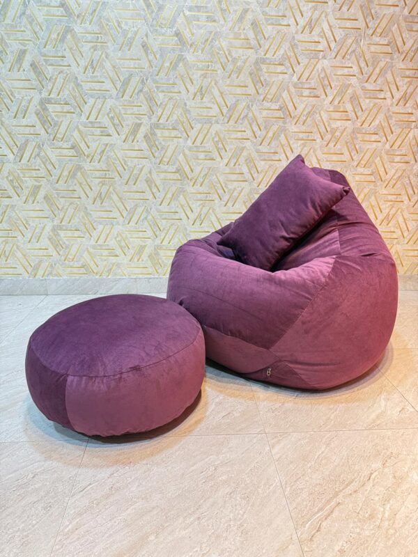 Woven Fabrics Xxl Pear Shape 3pcs Combo Bean Bag - Purple
