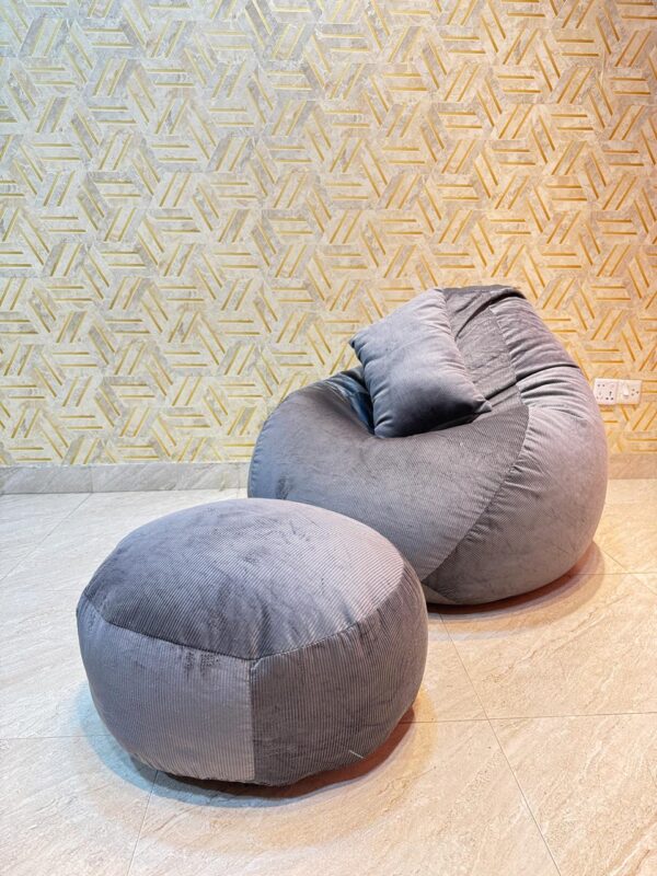 Woven Fabrics Xxl Pear Shape 3pcs Combo Bean Bag - Ash