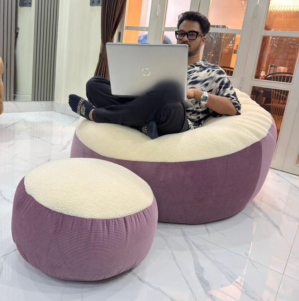 Giant Roll Fabrics Xxxl 3pcs Combo Bean Bag- Onion/Cream