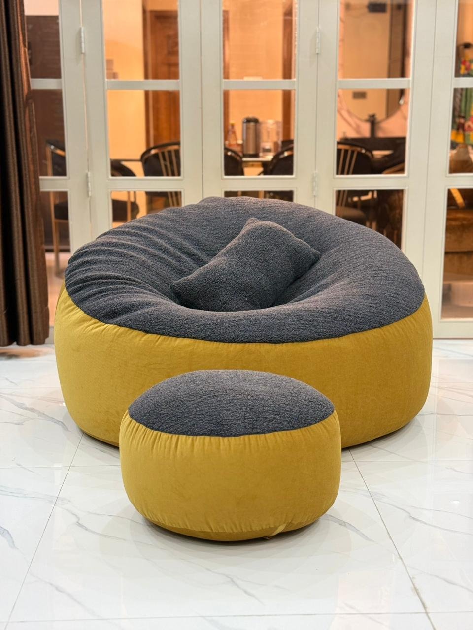 Giant Roll Fabrics Xxxl 3pcs Combo Bean Bag- Golden/Charcoal - Image 3