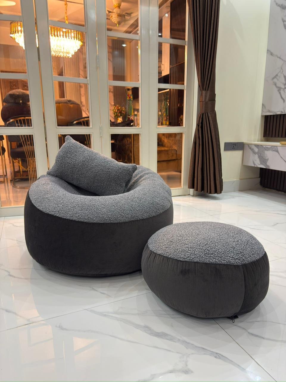 Giant Roll Fabrics Xxl 3pcs Combo Bean Bag- Gray / Ash - Image 2