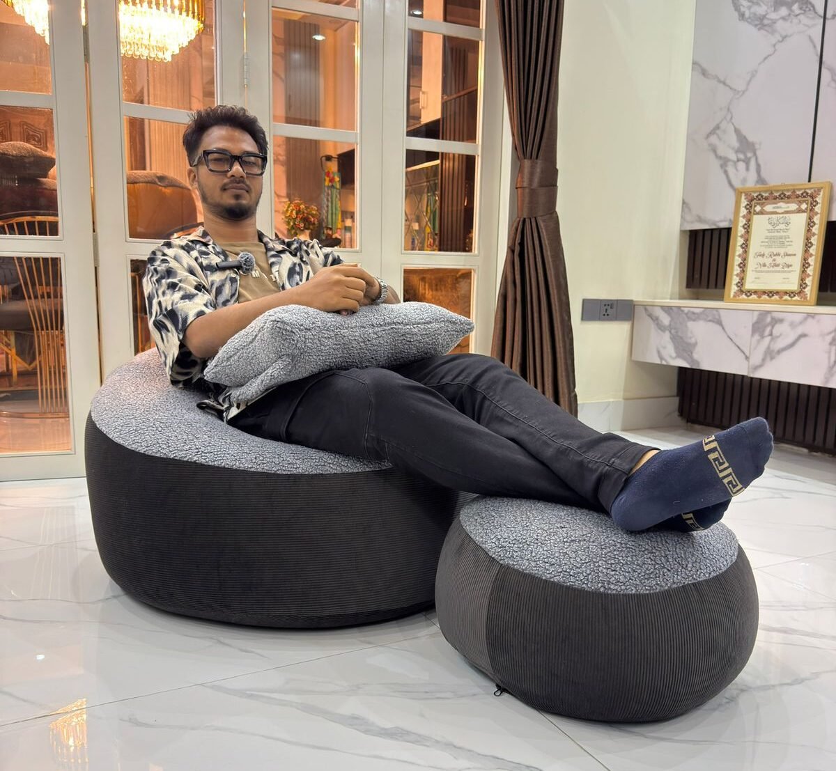 Giant Roll Fabrics Xxl 3pcs Combo Bean Bag- Gray / Ash