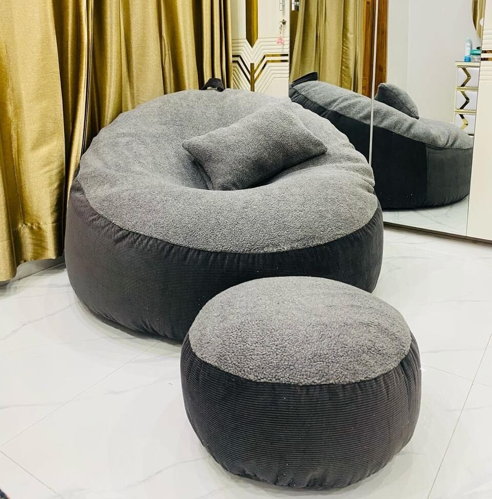 Giant Roll Fabrics Xxxl 3pcs Combo Bean Bag- Gray / Ash