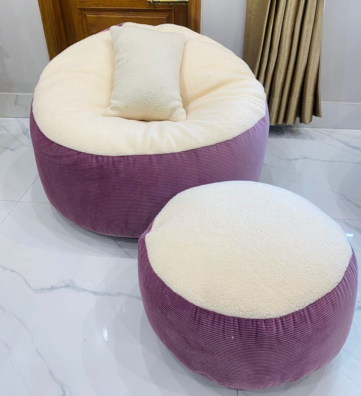 Giant Roll Fabrics Xxl 3pcs Combo Bean Bag-Onion/Cream